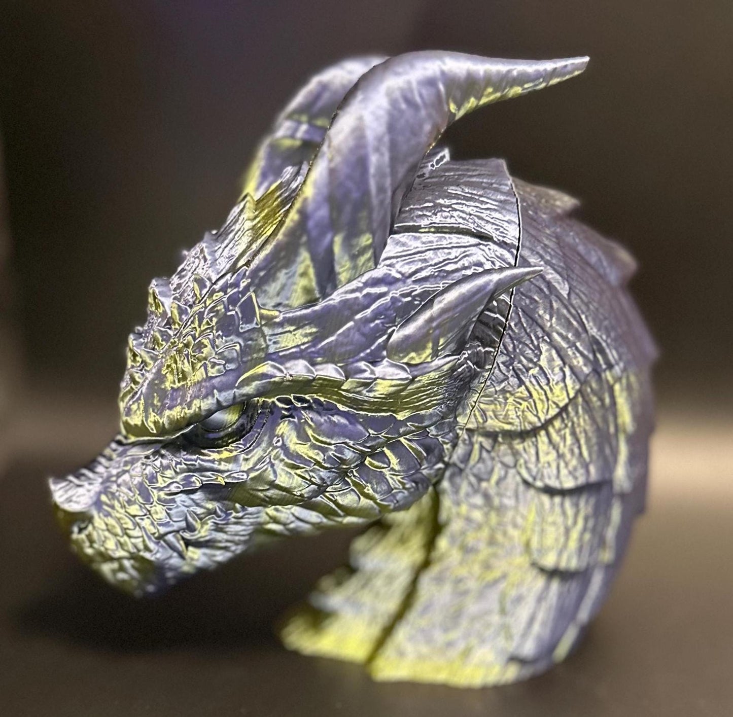 Majestic Dragon Headphone Stand with Glowing Red Eyes – Dark Golden Finish