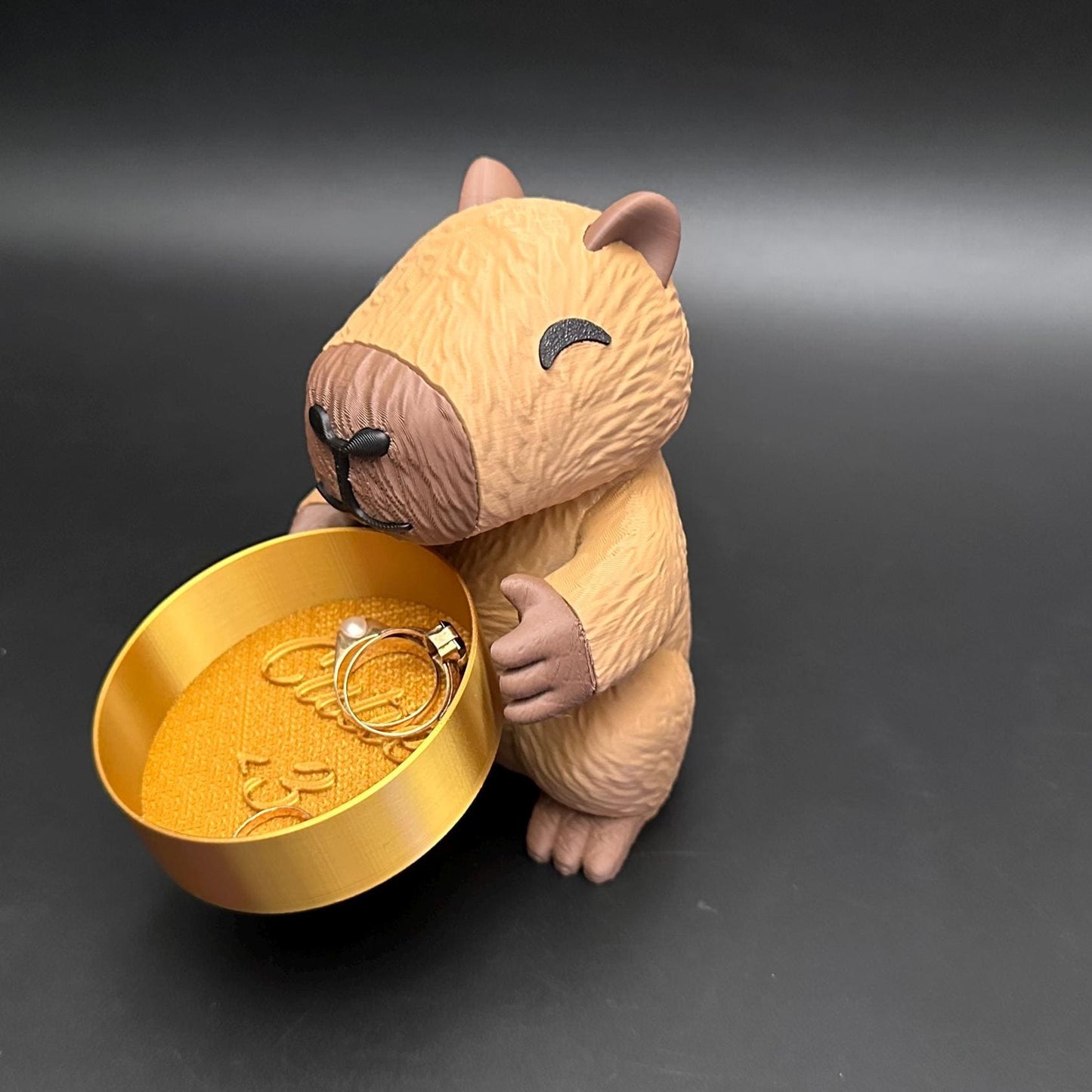 Capybara Jewelry Holder Organizer โ Cute Trinket Dish with Gold or Silver Options