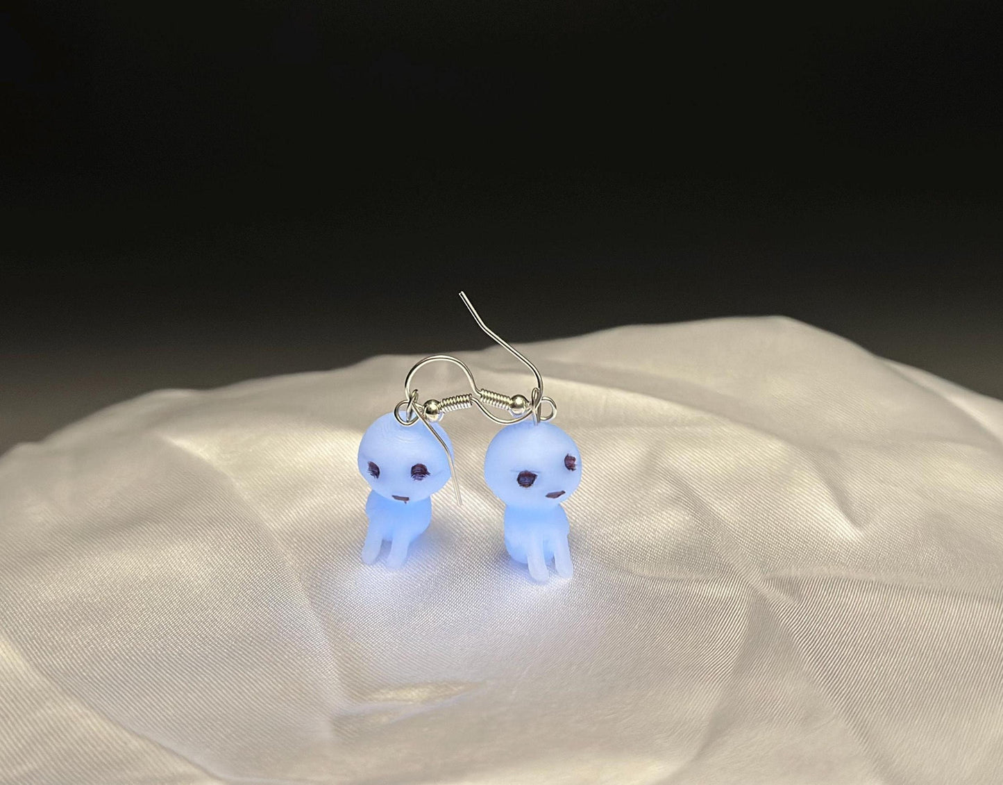 Mystical Glowing Kodama Forest Spirit Earrings: Enchanting Fantasy Jewelry for Anime & Nature Lovers