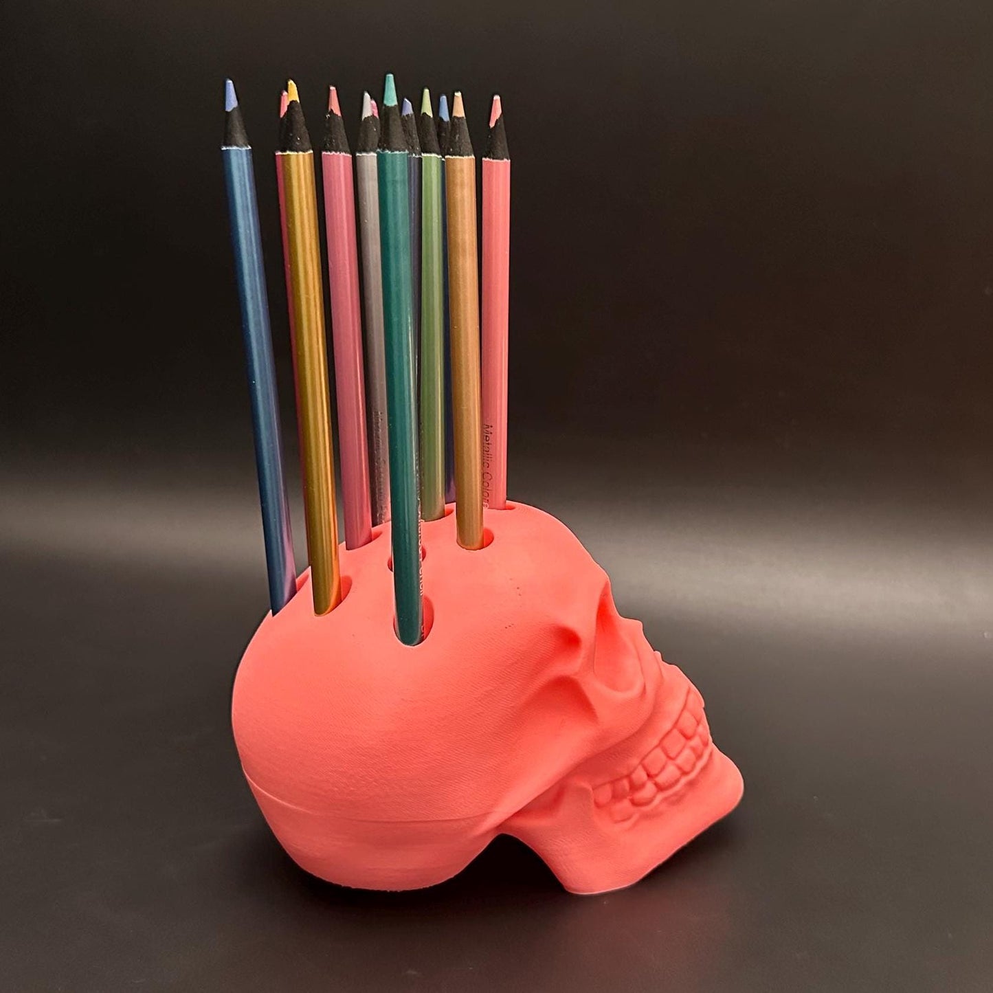 Bold & Playful Bubblegum Pink Skull Pen Holder for Unique Desk Organization