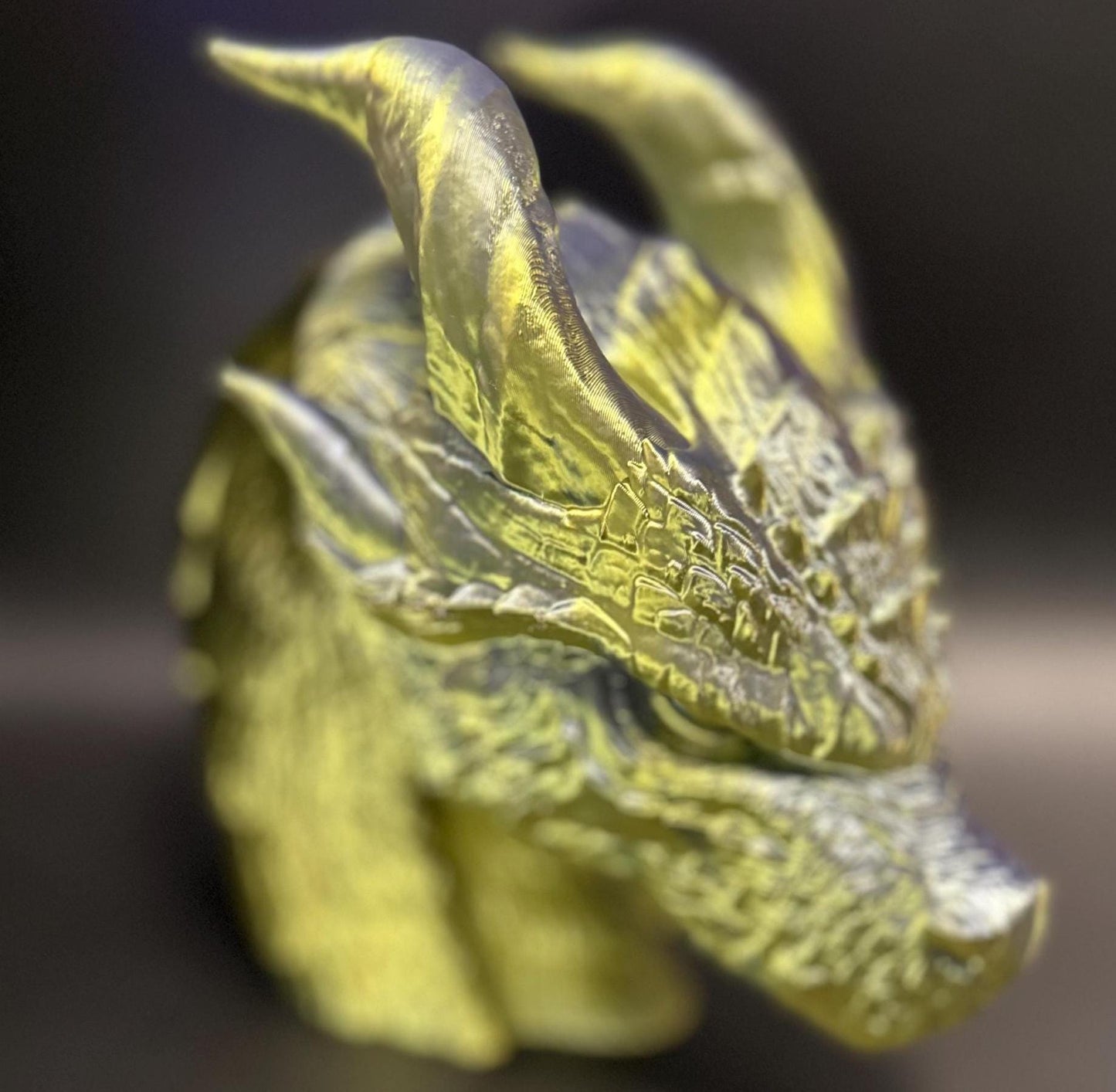 Majestic Dragon Headphone Stand with Glowing Red Eyes – Dark Golden Finish