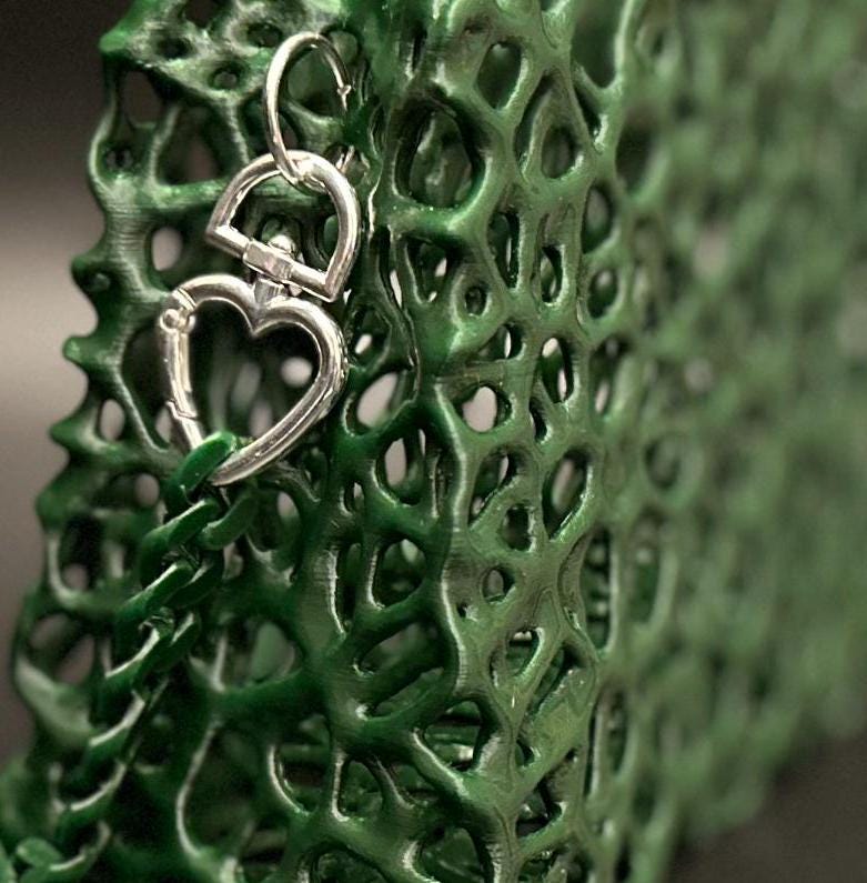 Emerald Green 3D-Printed Purse – Bold and Stylish Handbag for Every Occasion