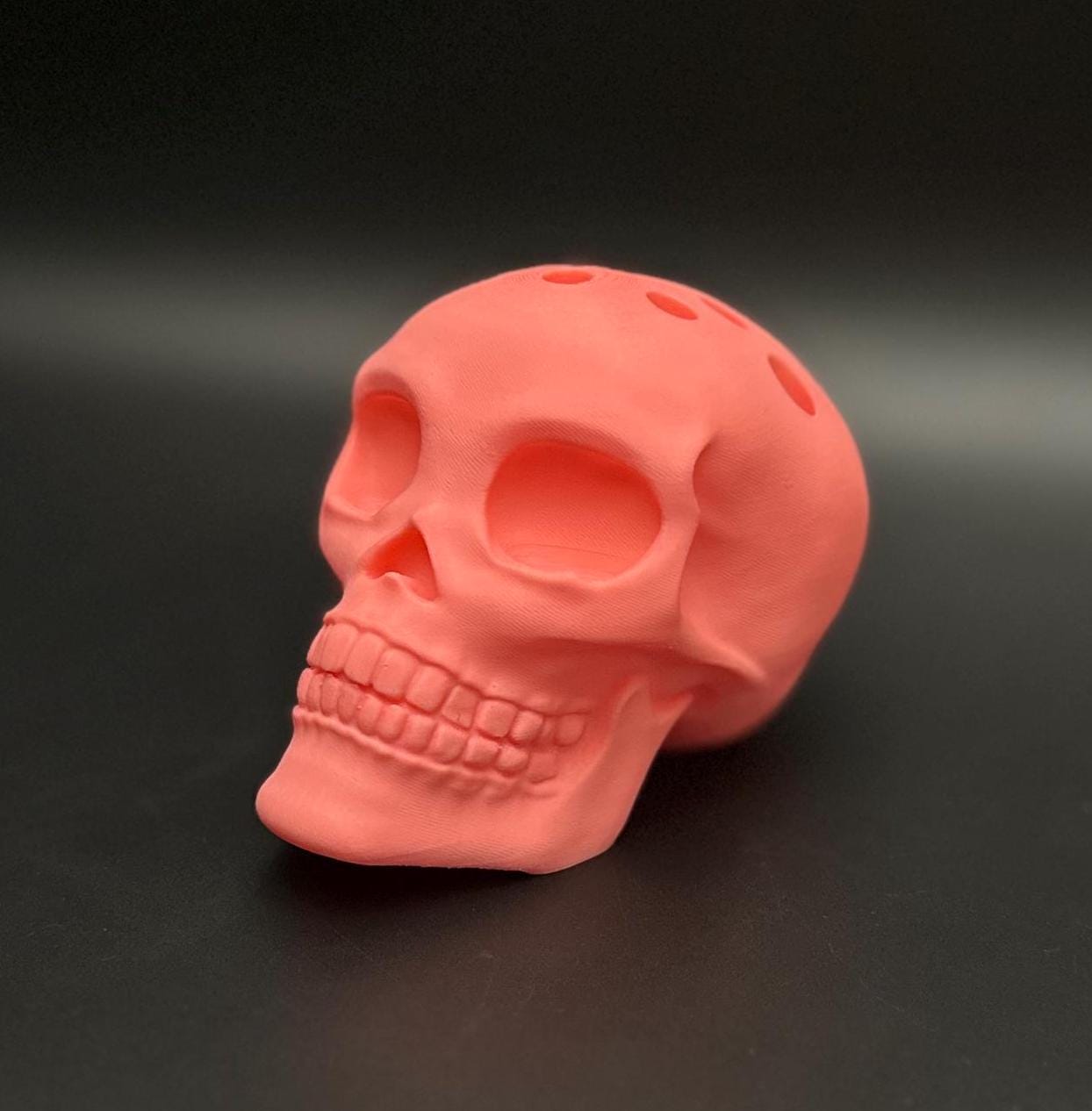 Bold & Playful Bubblegum Pink Skull Pen Holder for Unique Desk Organization