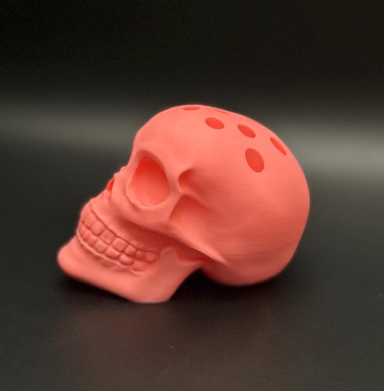 Bold & Playful Bubblegum Pink Skull Pen Holder for Unique Desk Organization