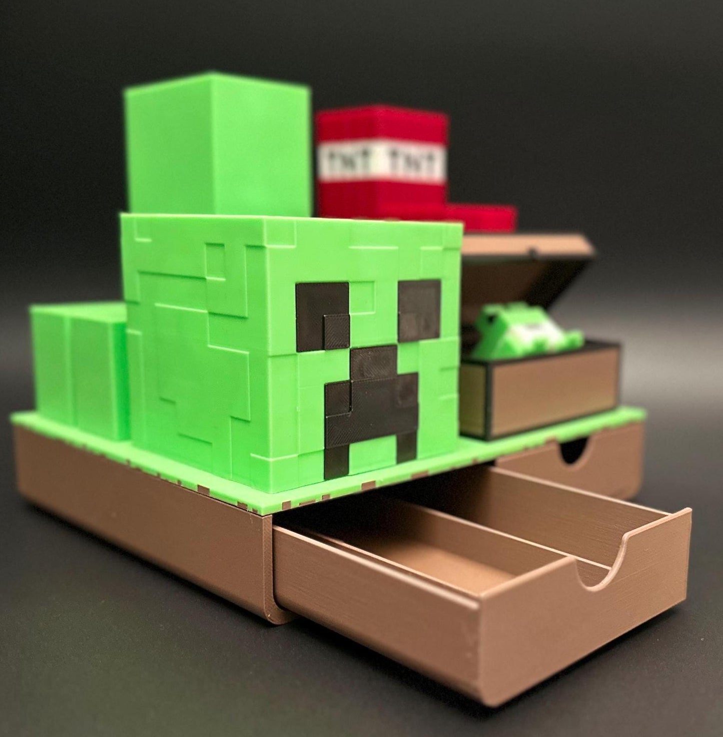 Pixelated Block Desk Organizer: Retro Gaming-Inspired Storage for Creative Workspace & Stationery Essentials
