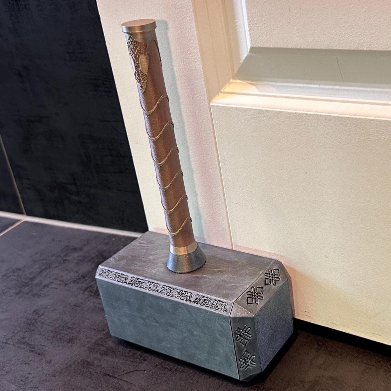 Thor’s Hammer Door Stopper | Fillable Mjølnir with Metallic Finish