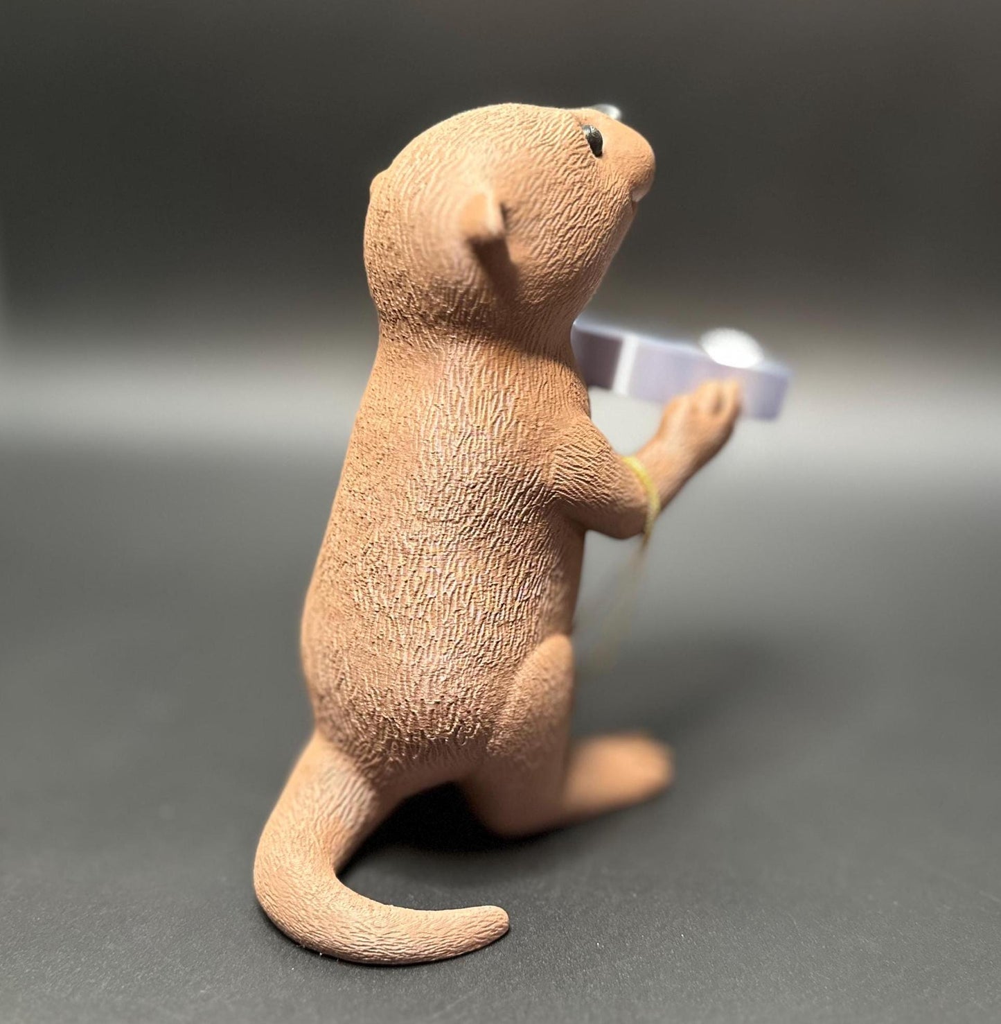 A cute otter-shaped jewelry holder with a trinket dish, available in multiple colors for added charm.
