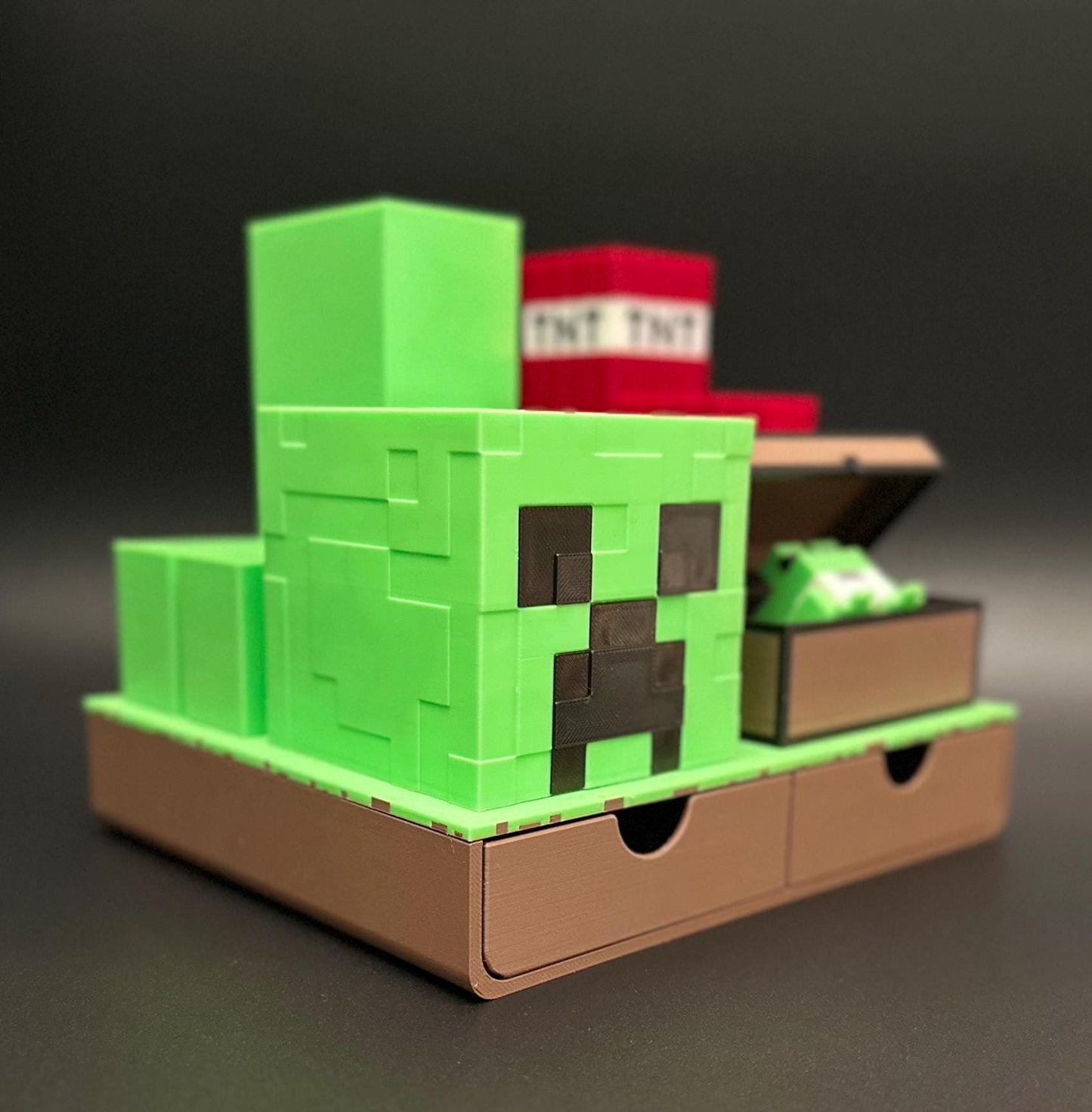 Pixelated Block Desk Organizer: Retro Gaming-Inspired Storage for Creative Workspace & Stationery Essentials