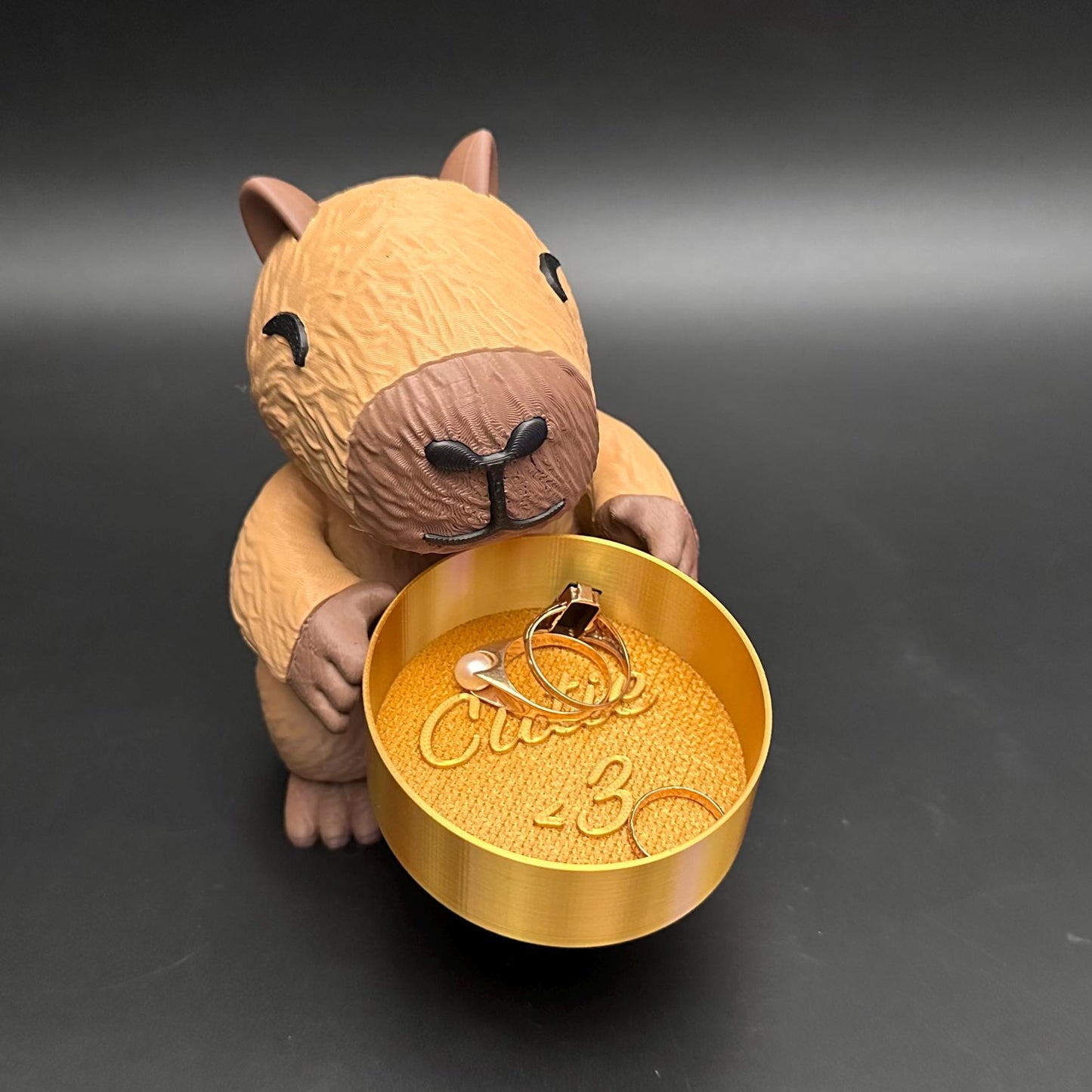 Capybara Jewelry Holder Organizer โ Cute Trinket Dish with Gold or Silver Options