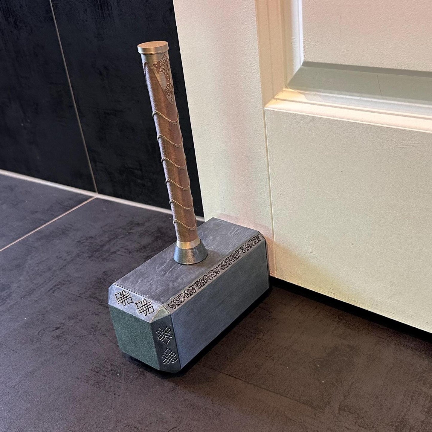 Thor’s Hammer Door Stopper | Fillable Mjølnir with Metallic Finish