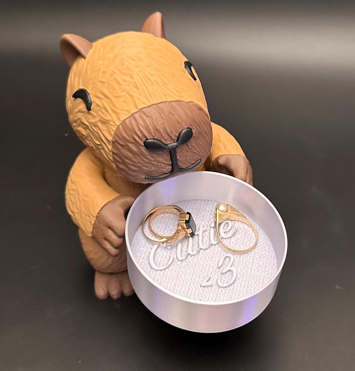 Capybara Jewelry Holder Organizer โ Cute Trinket Dish with Gold or Silver Options