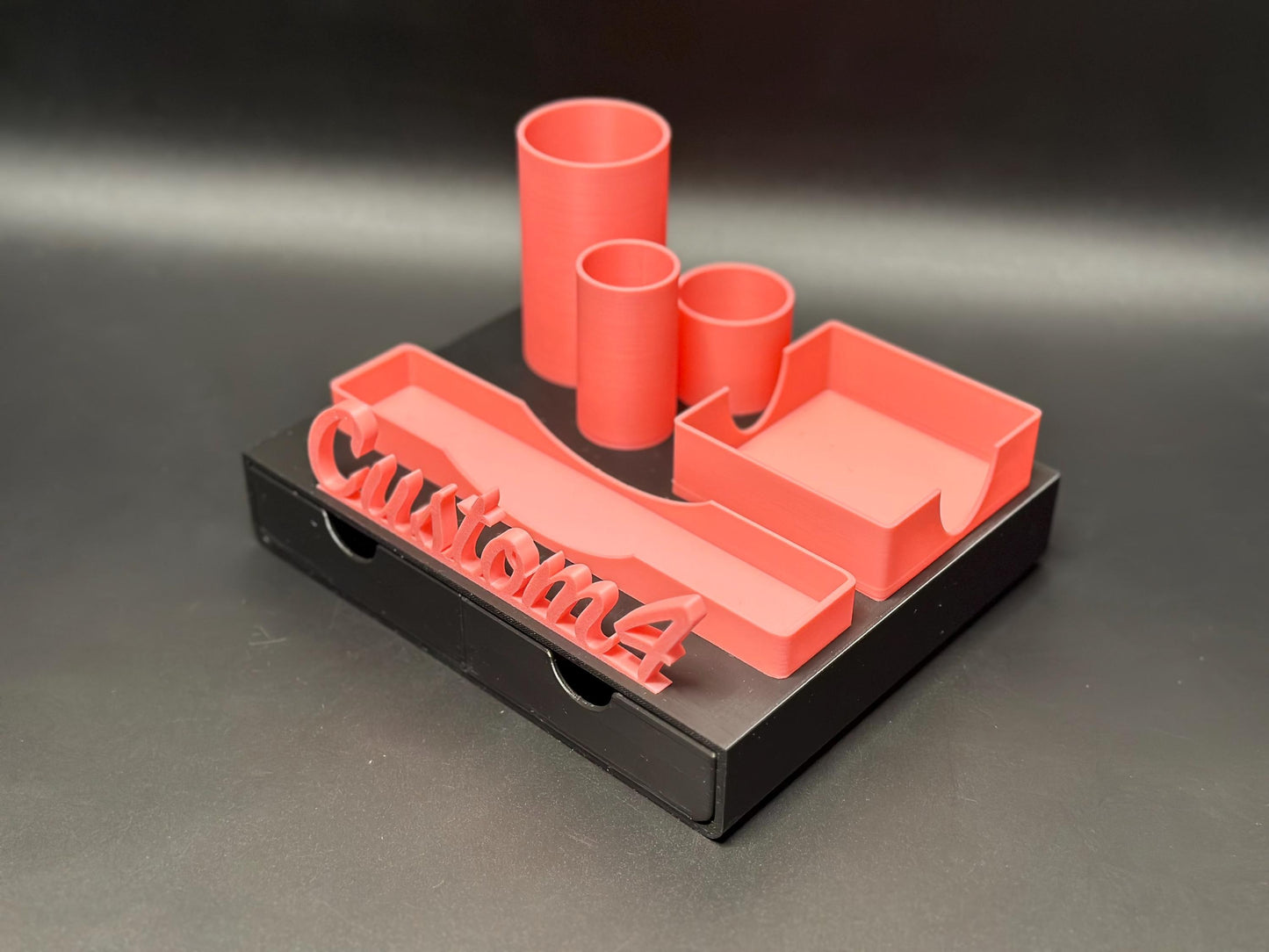 Custom Name Desk Organizer β Black & Pink | Personalized Storage with Drawers