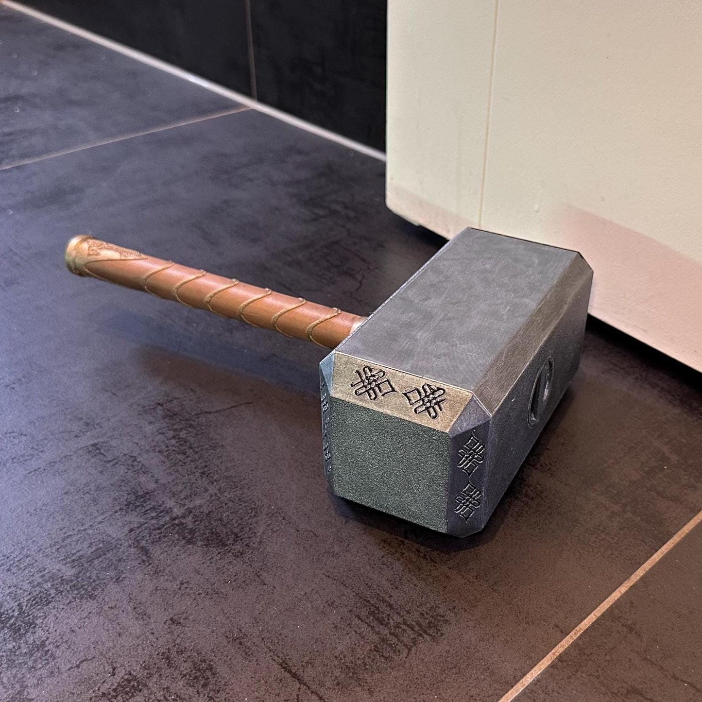 Thor’s Hammer Door Stopper | Fillable Mjølnir with Metallic Finish