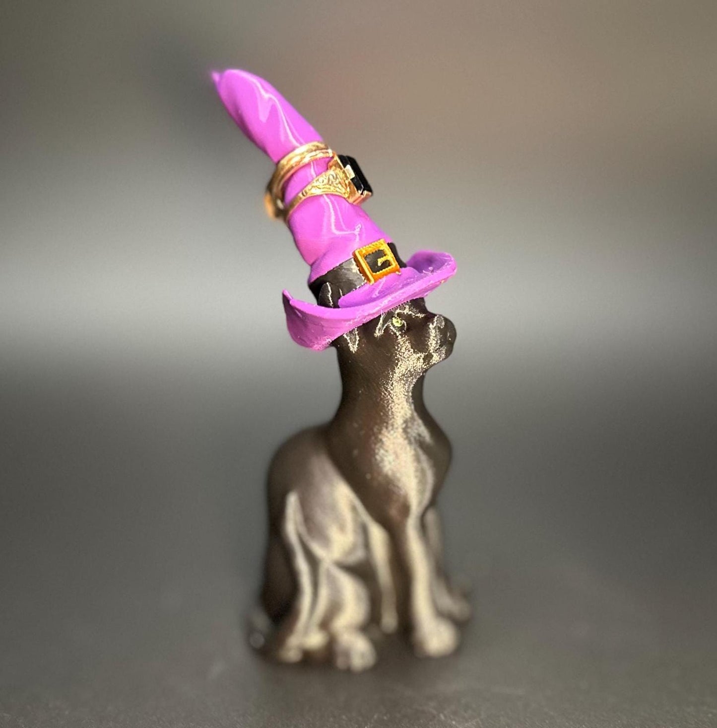 Whimsical Black Cat Ring Holder with Witch Hat – Mystical Jewelry Organizer