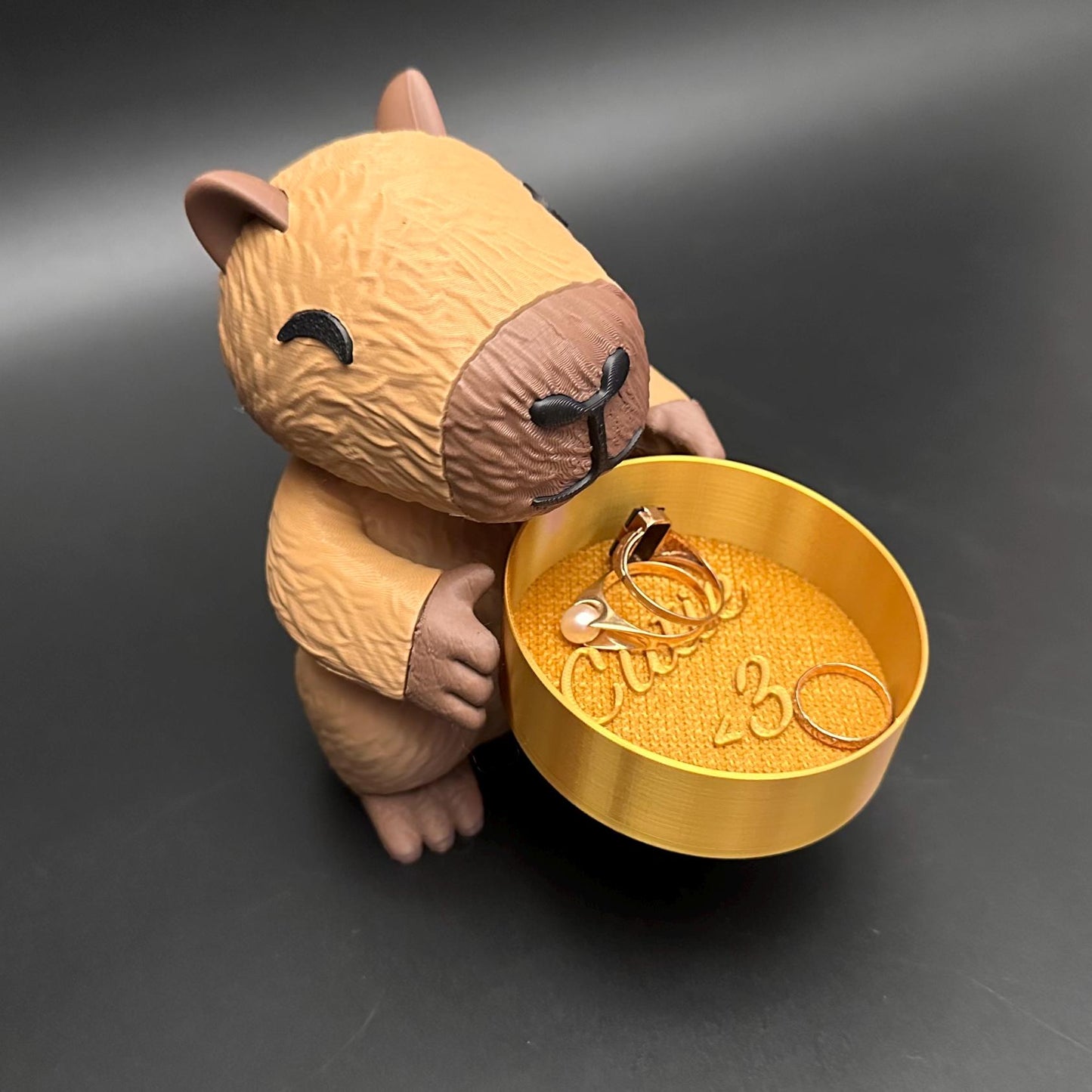 Capybara Jewelry Holder Organizer โ Cute Trinket Dish with Gold or Silver Options