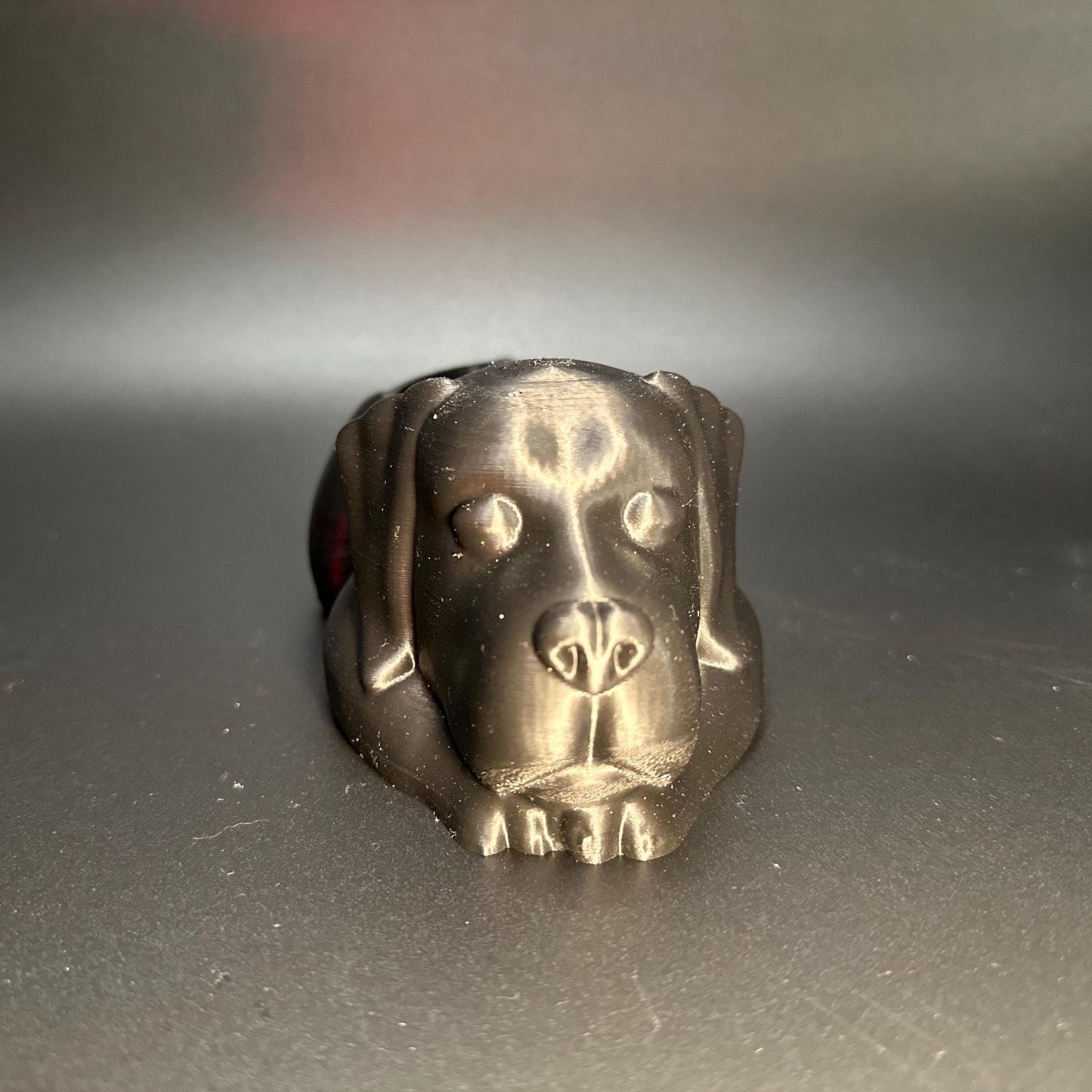 3D-printed black Labrador planter for succulents or small plants, showing off cute canine details and a sleek design.