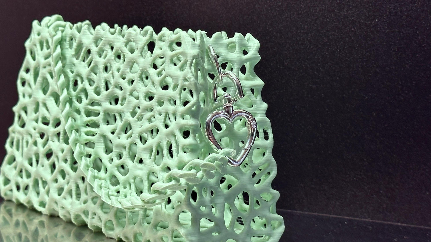 Eco-Friendly Green Purse with Silver Accents in Various Sizes