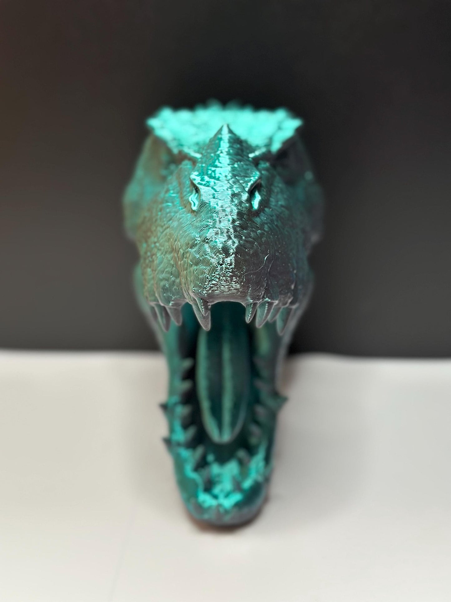 Green Dinosaur Head Wall Sculpture for Imaginative Decor