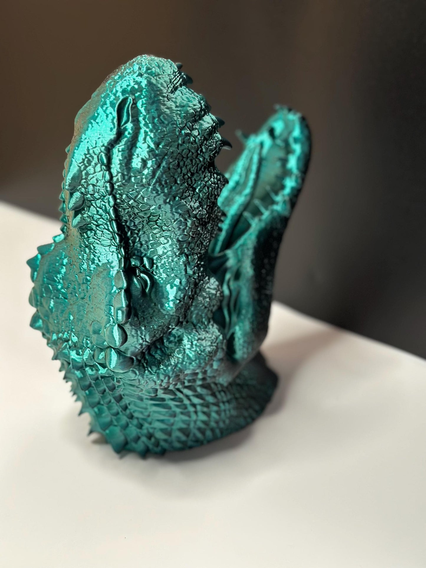 Green Dinosaur Head Wall Sculpture for Imaginative Decor
