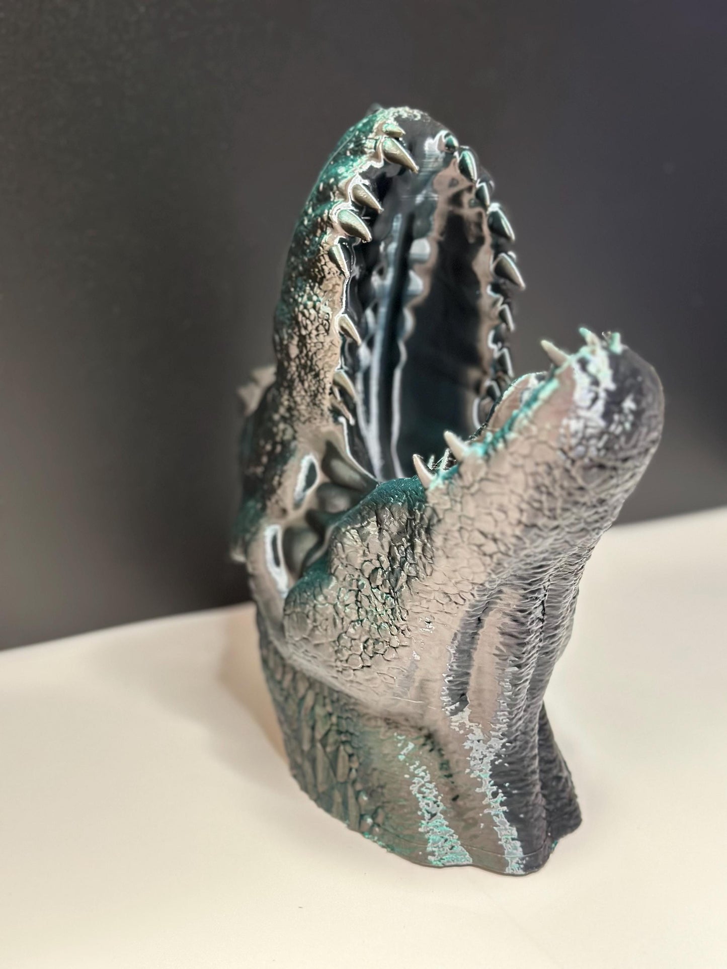 Green Dinosaur Head Wall Sculpture for Imaginative Decor