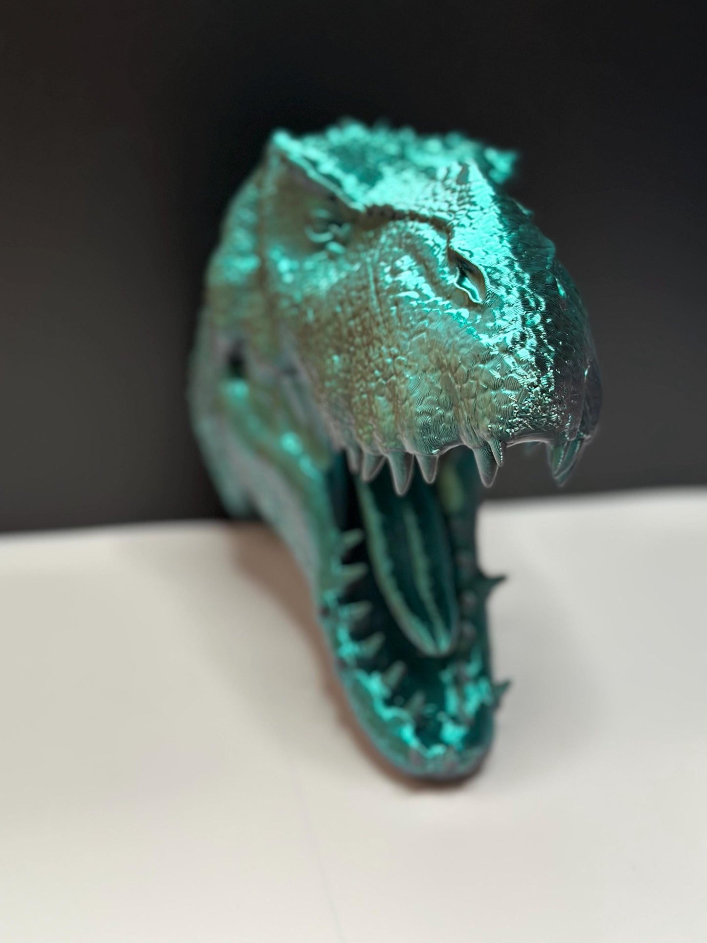 Green Dinosaur Head Wall Sculpture for Imaginative Decor