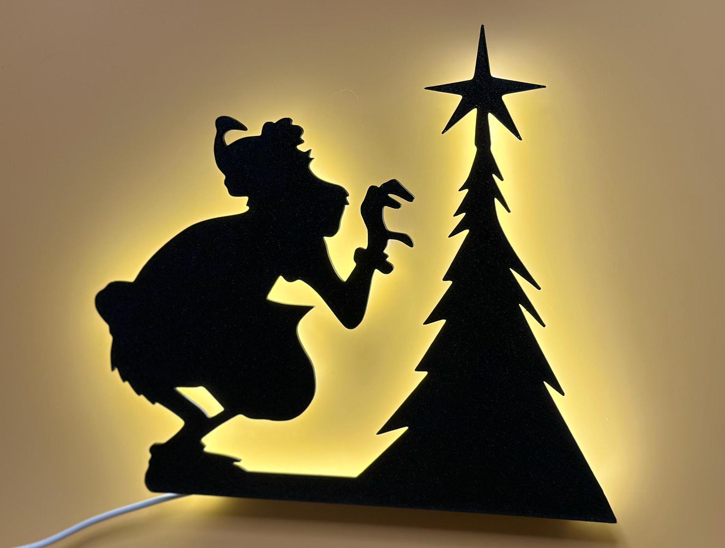 Festive USB Dimmer Light with Grinch Silhouette for Christmas Decor