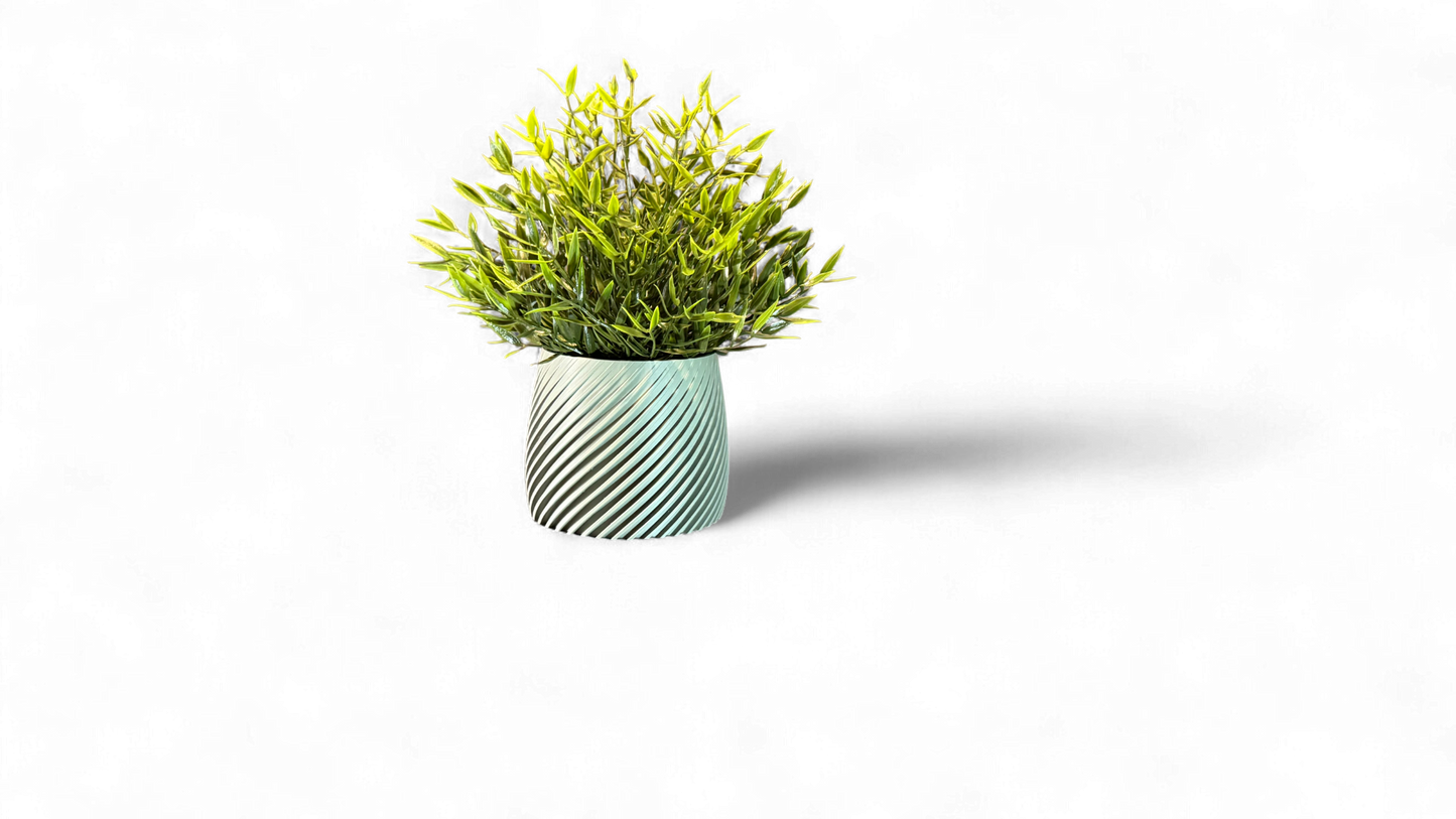 Eco Friendly Planter – 3D Printed Indoor Plant Pot With Diagonal Grooves