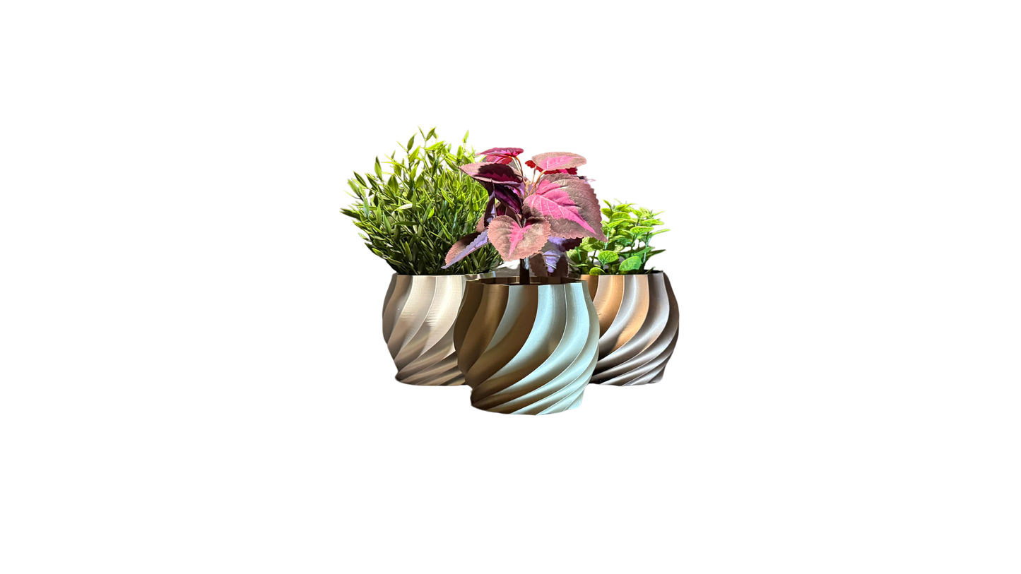 Eco Friendly Planter – 3D Printed Spiral Ribbon Pot with Liner | Sustainable Design