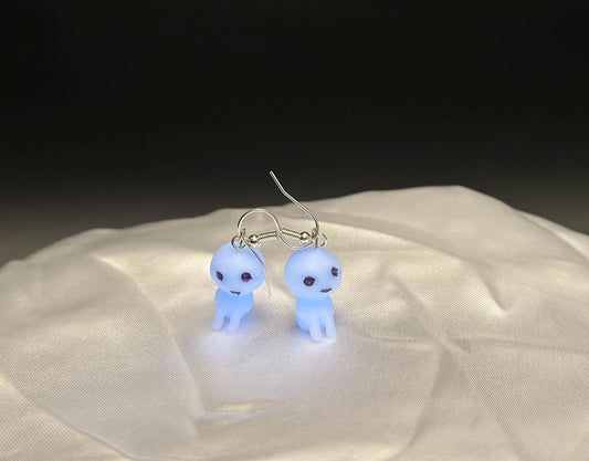 Mystical Glowing Kodama Forest Spirit Earrings: Enchanting Fantasy Jewelry for Anime & Nature Lovers