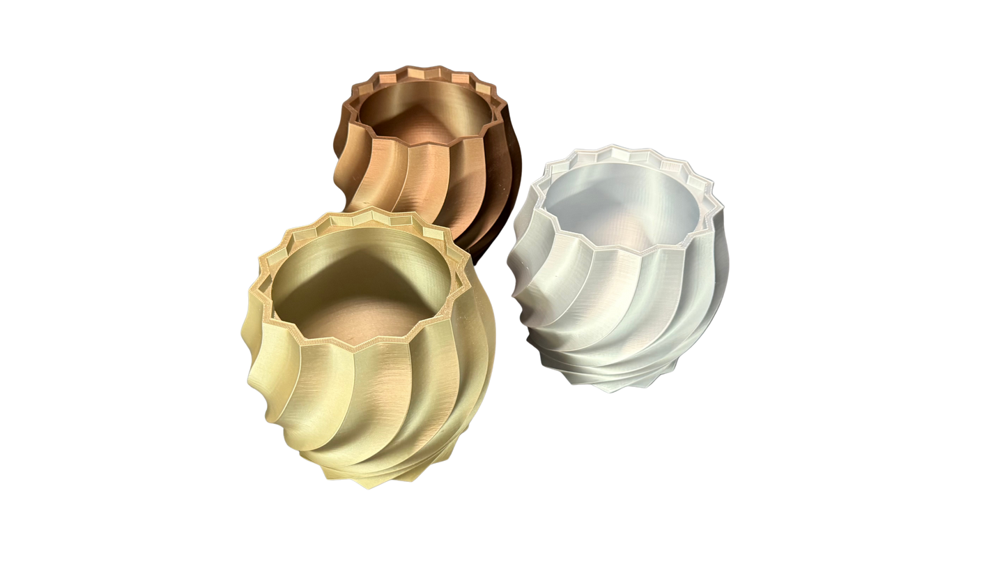 Eco Friendly Planter – 3D Printed Spiral Ribbon Pot with Liner | Sustainable Design