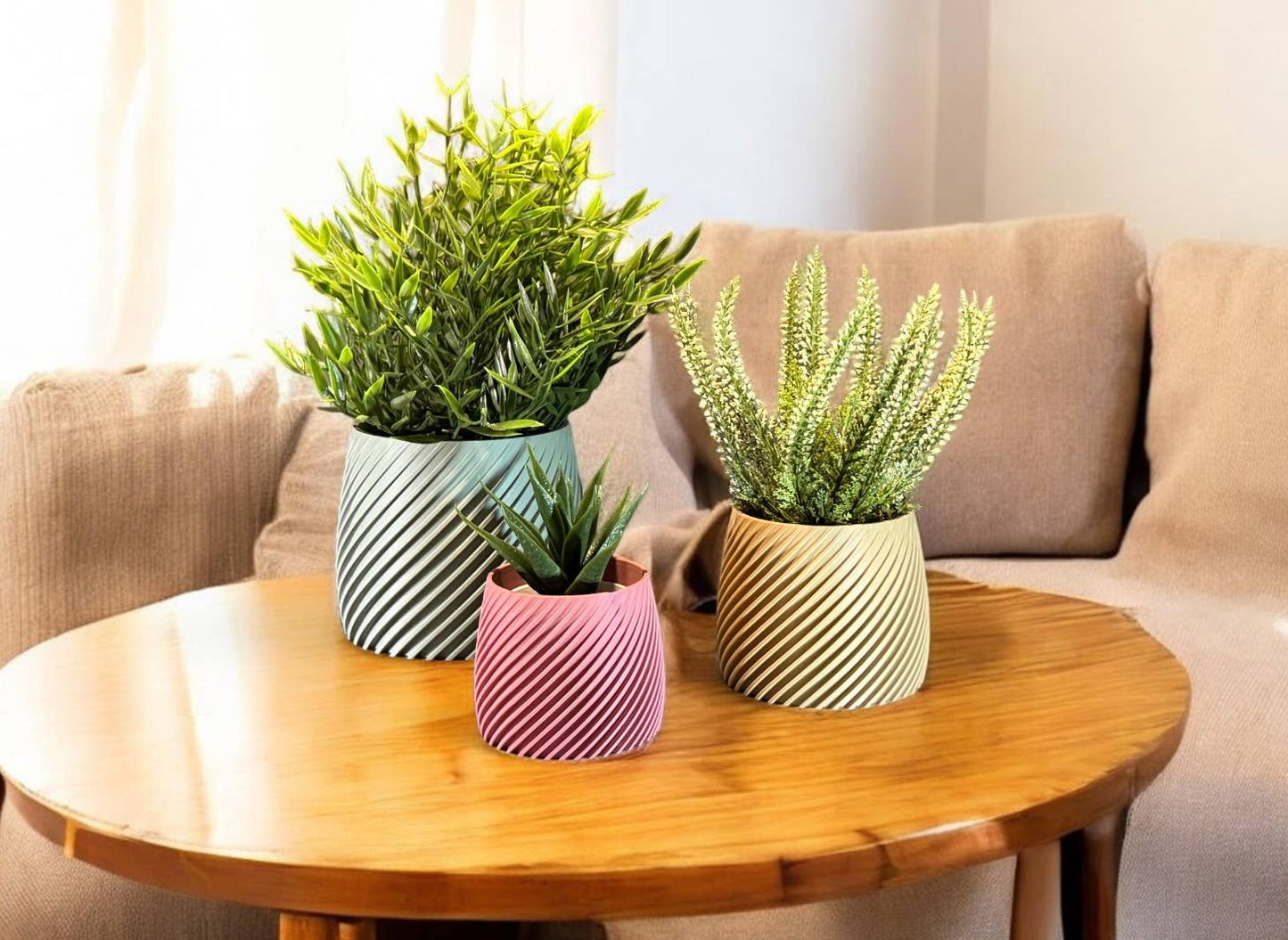 Eco Friendly Planter – 3D Printed Indoor Plant Pot With Diagonal Grooves