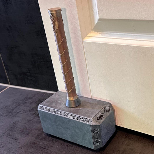 Thor’s Hammer Door Stopper | Fillable Mjølnir with Metallic Finish