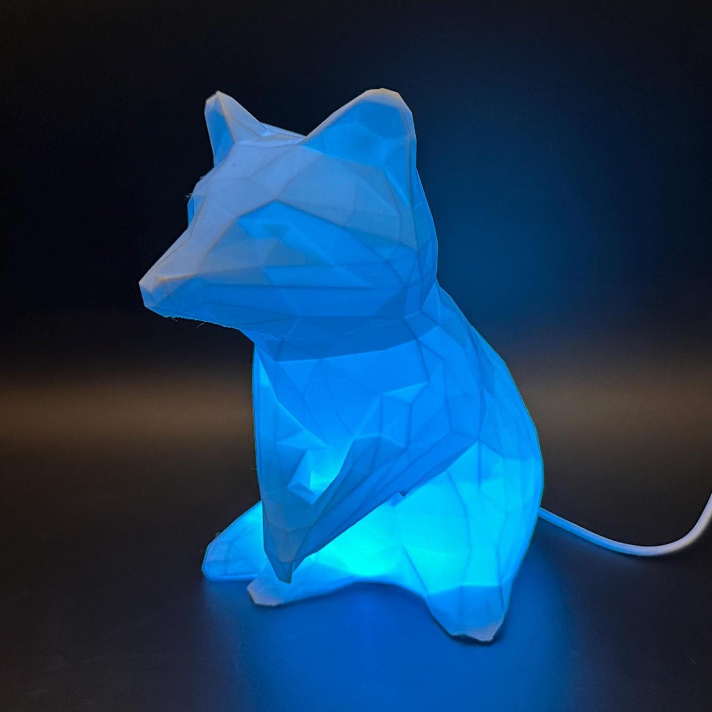 Stylish Geometric Raccoon Lamp: Vibrant RGB Lighting for Trendy Interiors