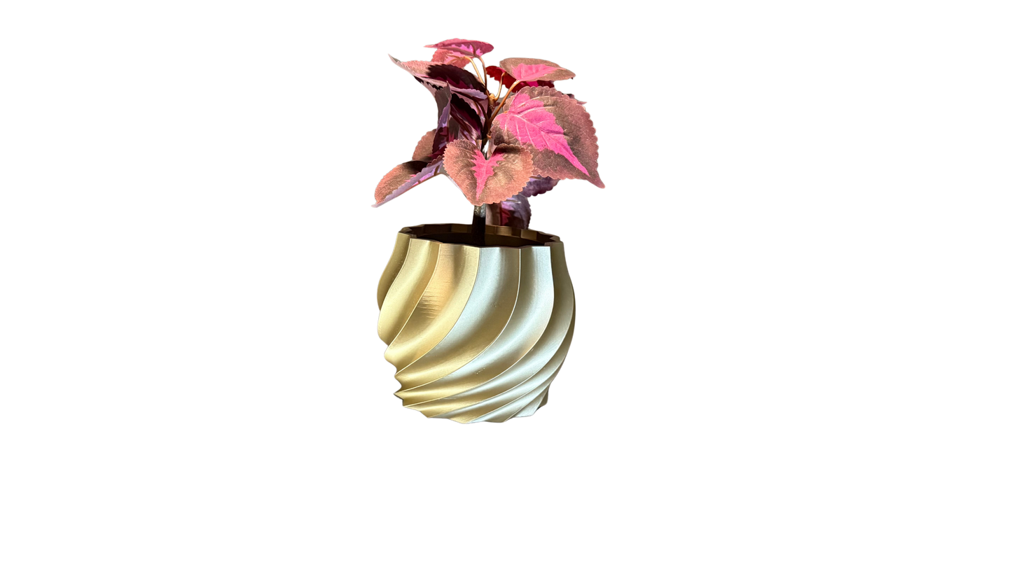 Eco Friendly Planter – 3D Printed Spiral Ribbon Pot with Liner | Sustainable Design