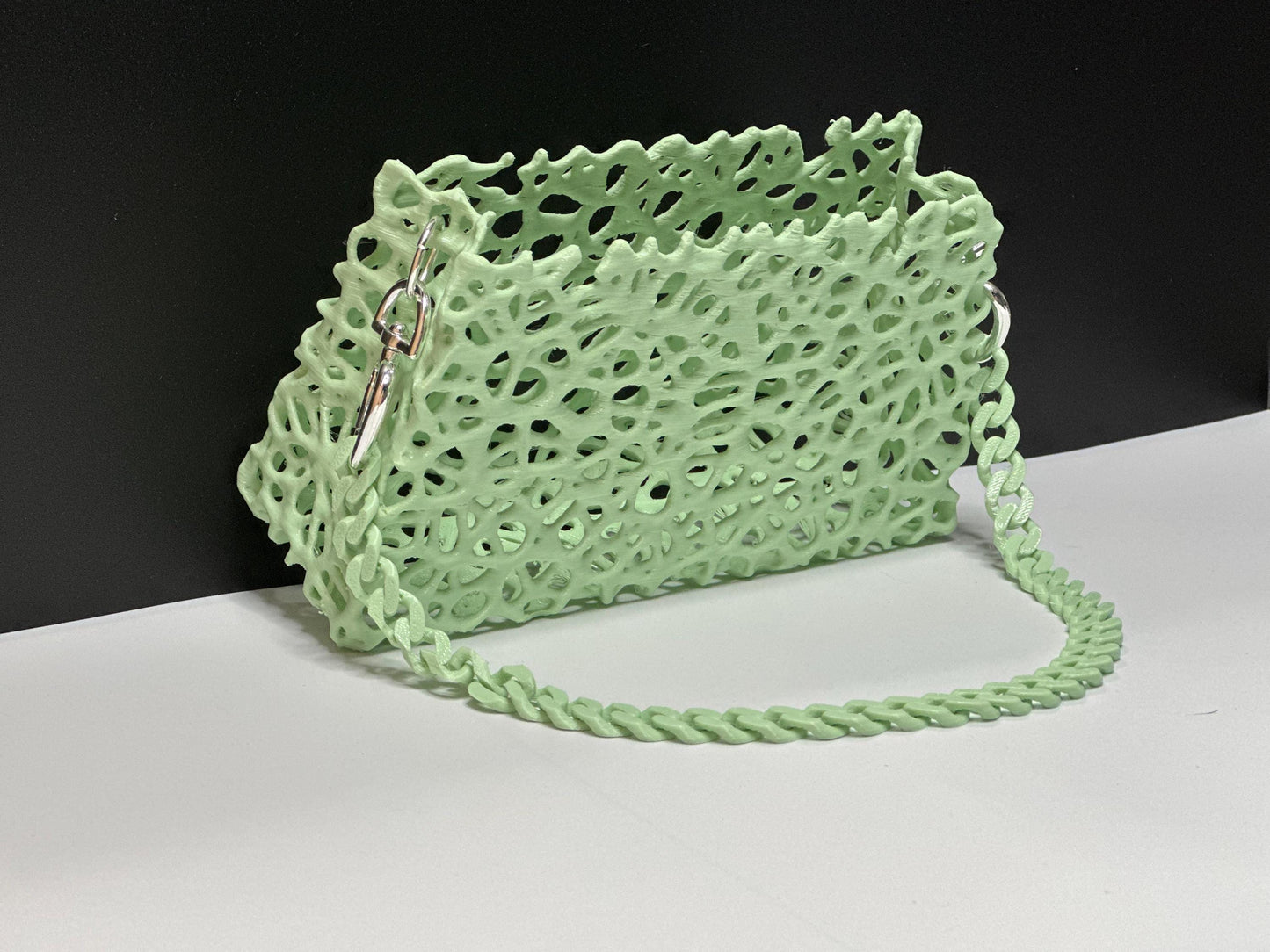 Eco-Friendly Green Purse with Silver Accents in Various Sizes