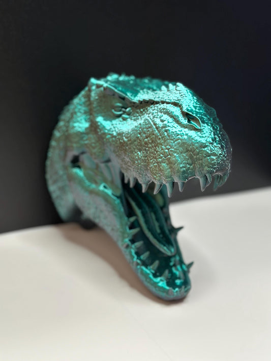 Green Dinosaur Head Wall Sculpture for Imaginative Decor