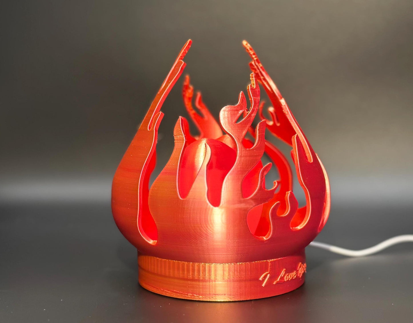 Personalized Red Heart Flame Lamp - Romantic Anniversary Gift