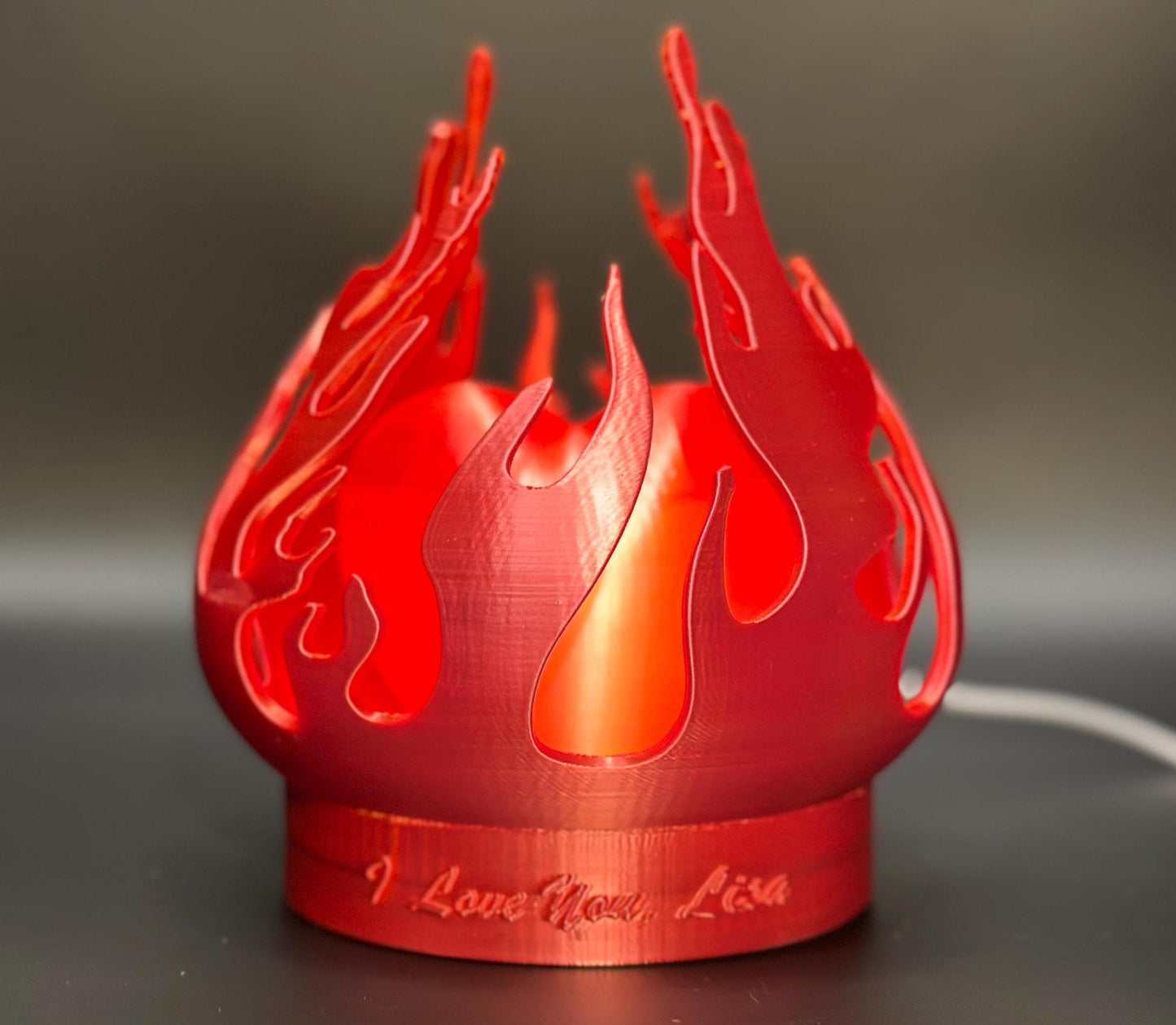 Personalized Red Heart Flame Lamp - Romantic Anniversary Gift