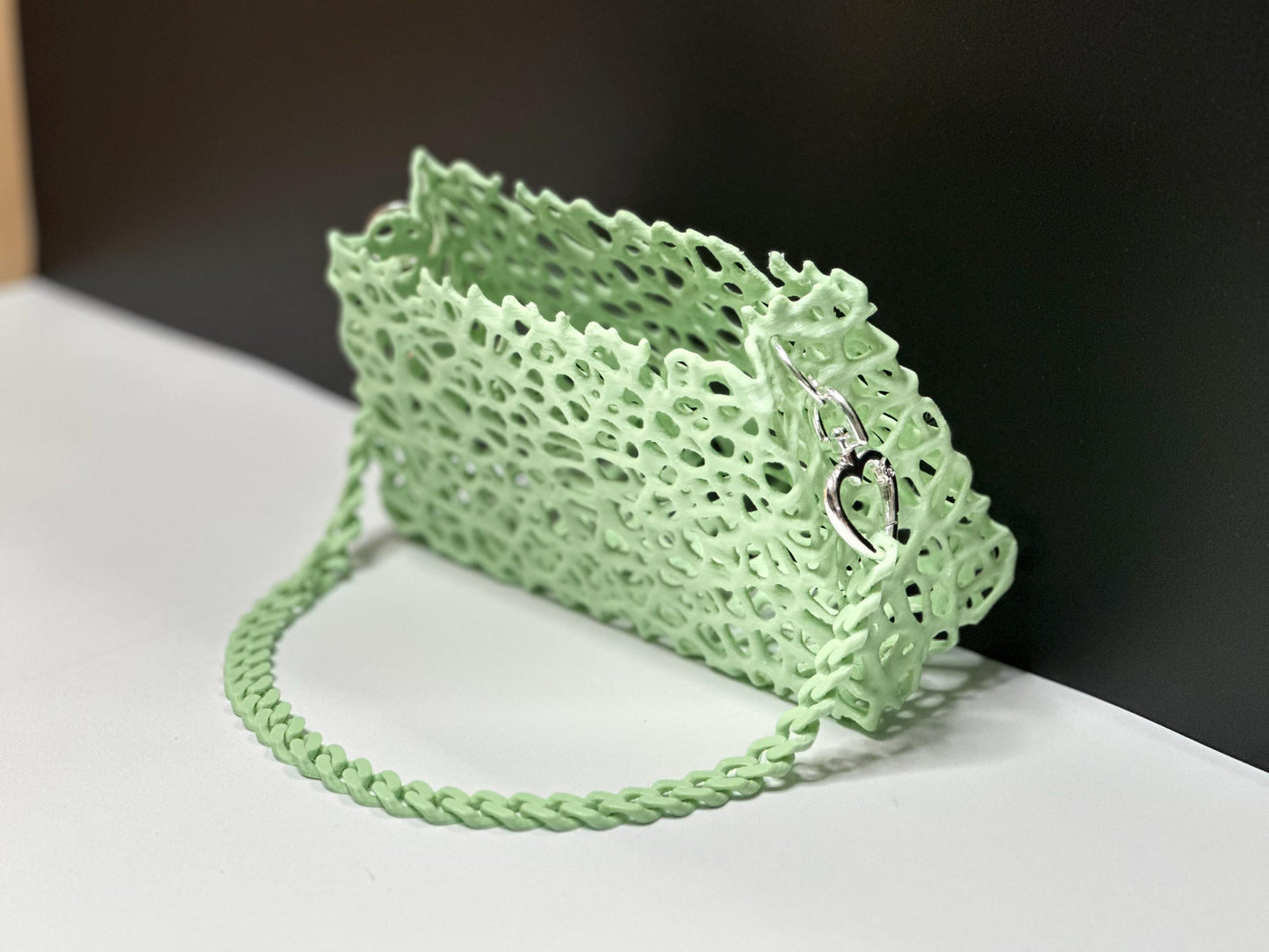 Eco-Friendly Green Purse with Silver Accents in Various Sizes