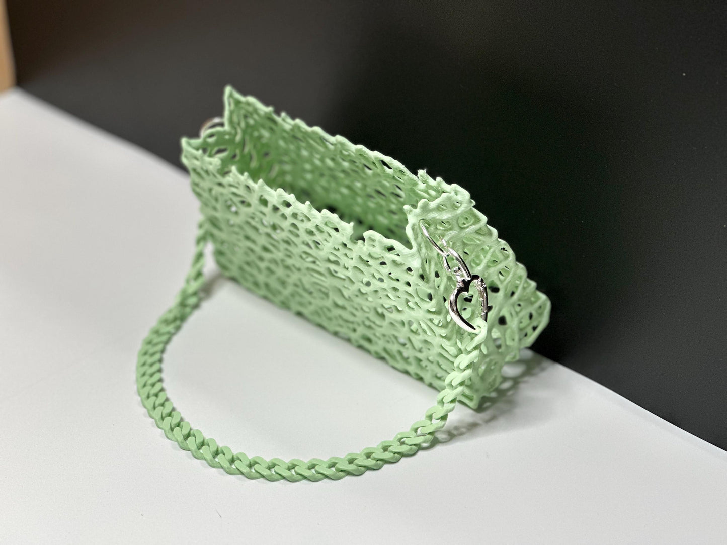 Eco-Friendly Green Purse with Silver Accents in Various Sizes