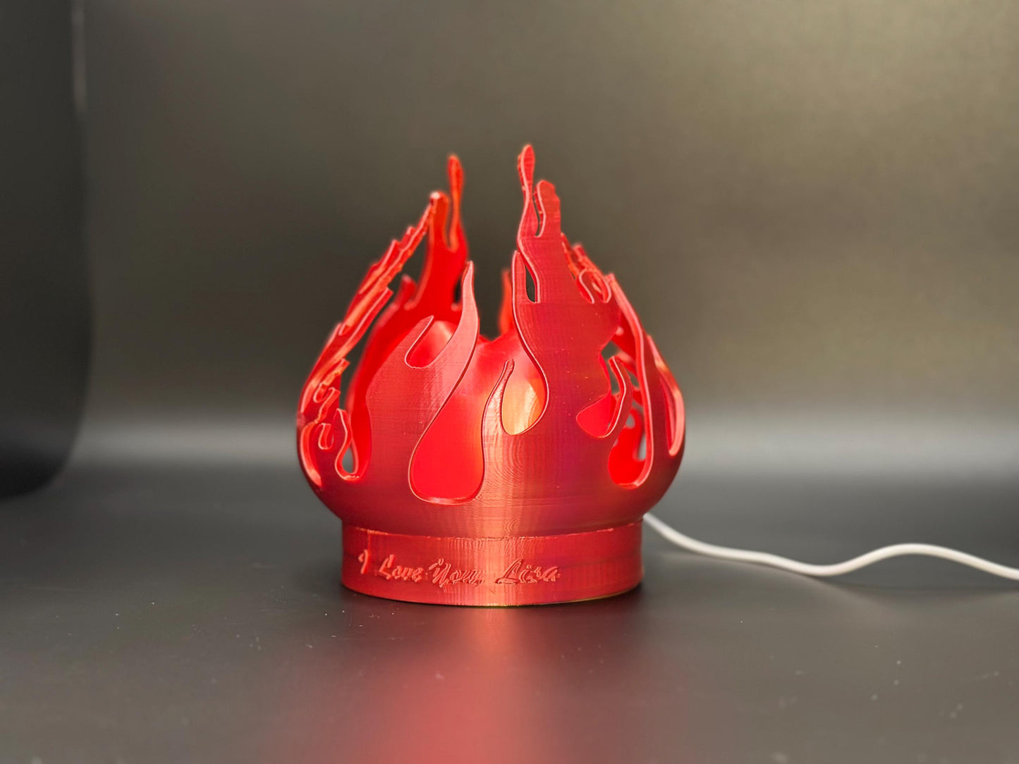 Personalized Red Heart Flame Lamp - Romantic Anniversary Gift